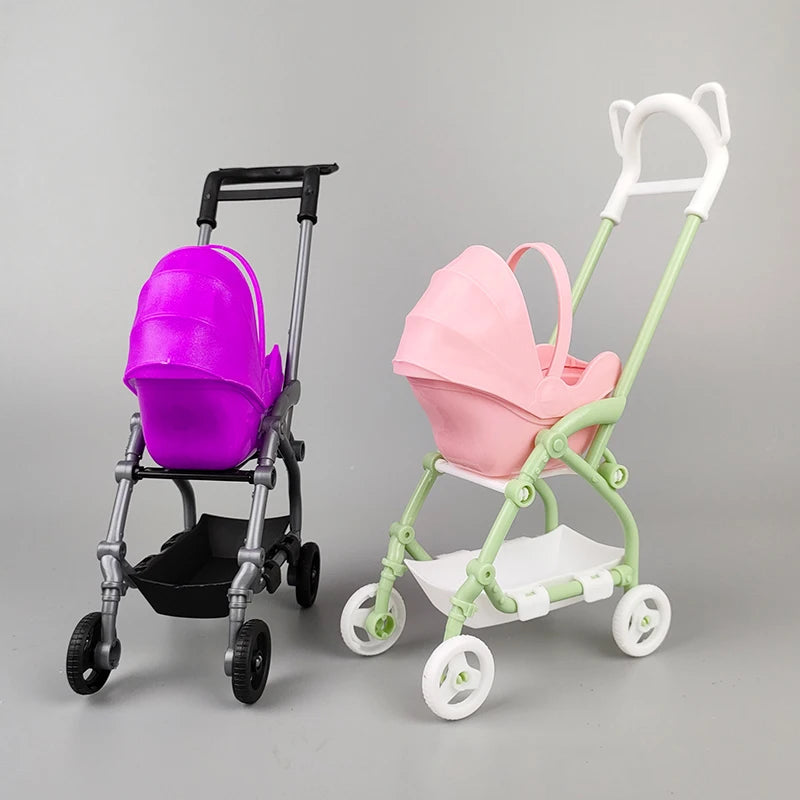 1/12 Miniature Dollhouse Accessories  Educational Toy DIY Assemble Playhouse Nursery Furniture Stroller Plastic Trolley
