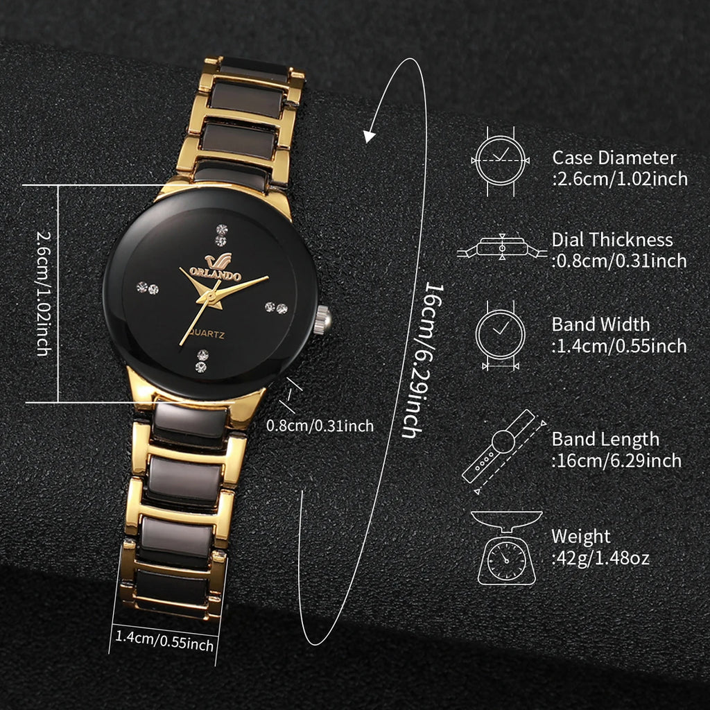 2PCS Couple's Watches Fashion Stainless Steel Band Women's Quartz Watch Men Business Wristwatches