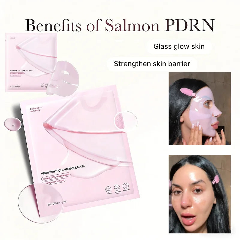 1/3/5pcs PDRN Pink Collagen Gel Mask Firms & Lifts Facial Skin Deeply Hydrates Evens Skin Tone Niacinamide Makes Skin Glow Mask