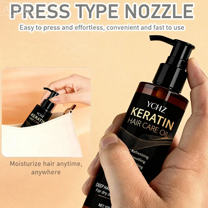 زيت كيراتين للشعر مغذي ومحمي برائحة عطرية لجميع الأنواع | Keratin Hair Oil Nourishing Moisturizing Shiny Smooth Charming Fragrance