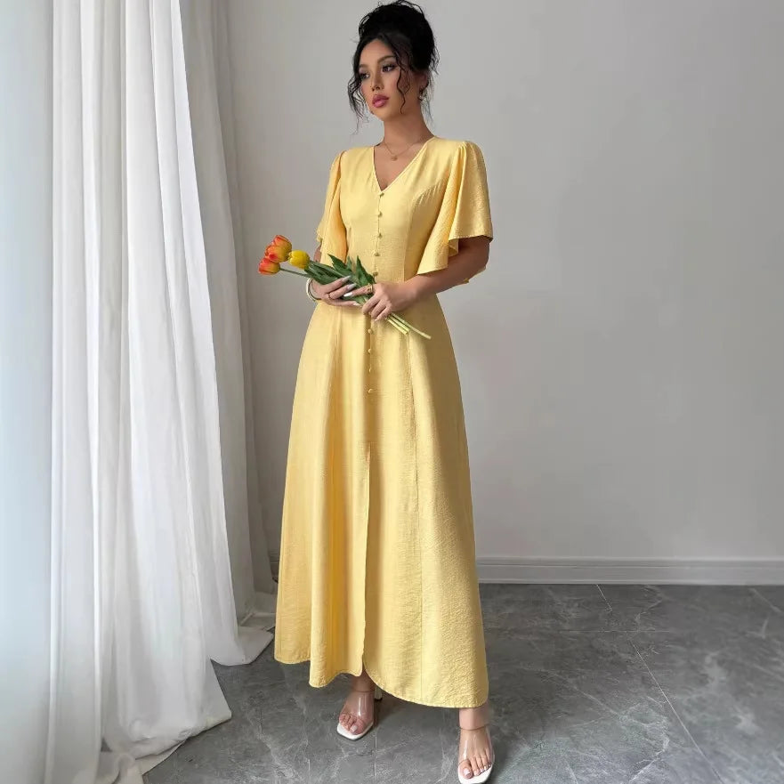 2026 Early Spring New French Casual Elegant Dress With Button Design, Slim-fit Party Dress, Tea Break Dress For Women Party Sexy