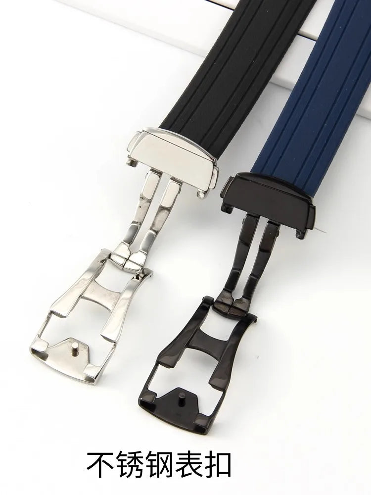 Rubber strap For Omega New Seamaster 300 Watchband High-Quality Watch Band Folding Clasp Curved End Watches Accessories 20mm
