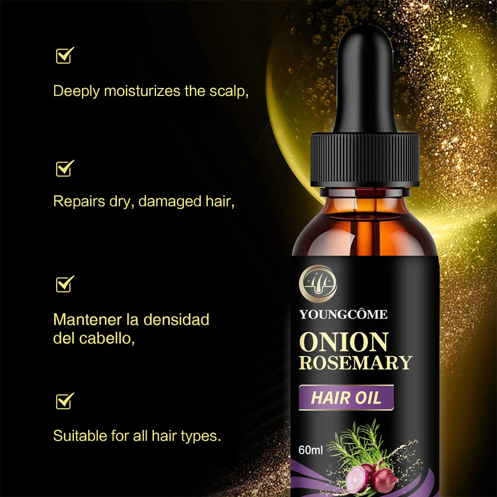 زيت عناية الشعر بالبصل والروزماري والنعناع مغذي ومقوي | Hair Care Oil Onion Rosemary Peppermint Nourishing Split Ends Organic