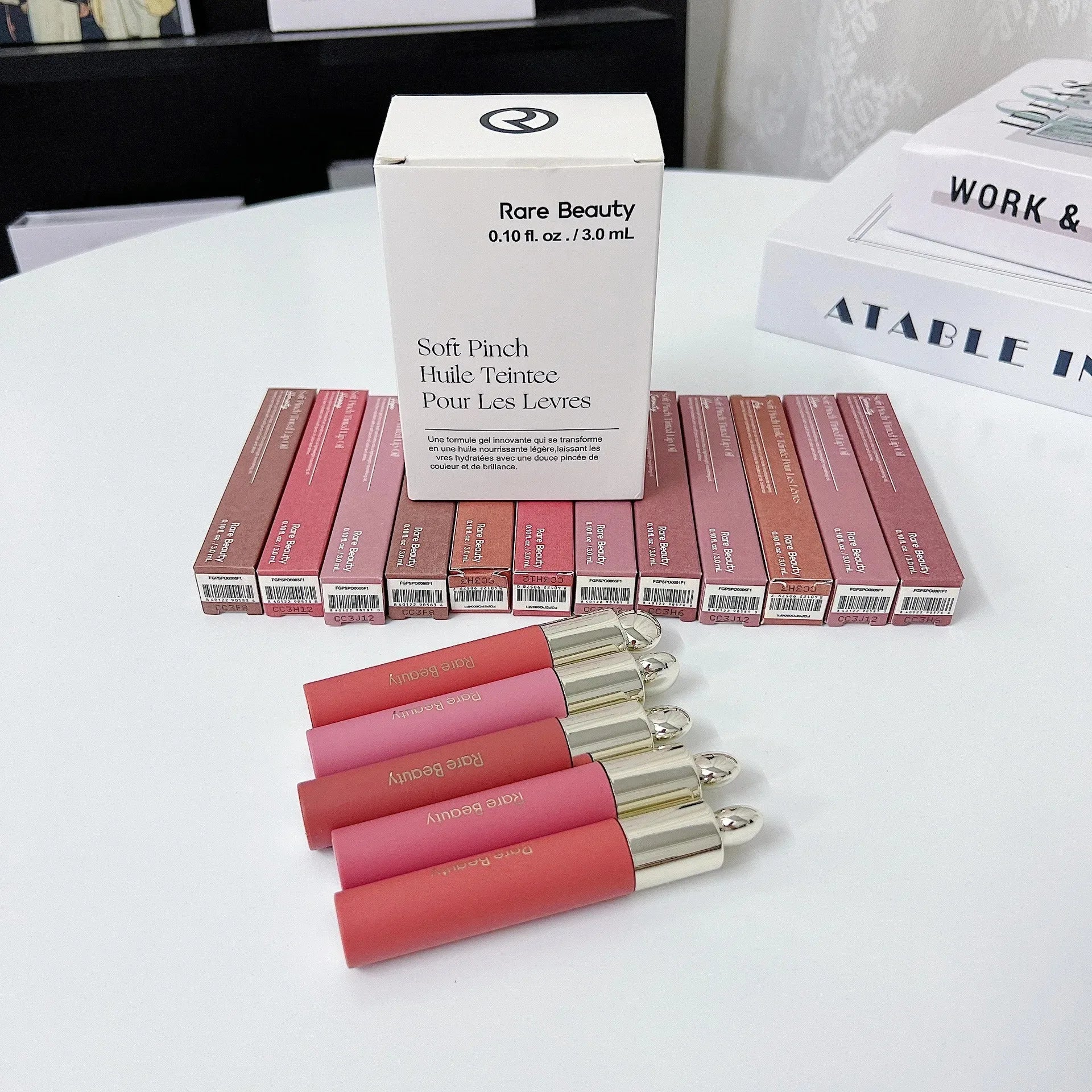 بلش وجلوس شفاه Rare Beauty مشرق وأنيق مع علبة | Rare Beauty Blush Lip Gloss Brightening Silky Contour Makeup