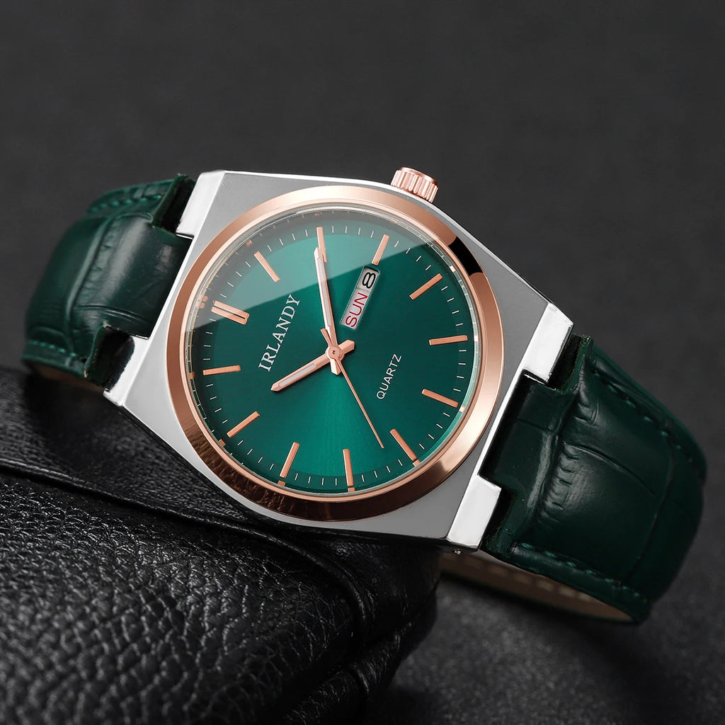 Fashion Men Business Watches Calendar Quartz Watch Casual Leather Strap Wristwatches Reloj Hombre（Without Box）