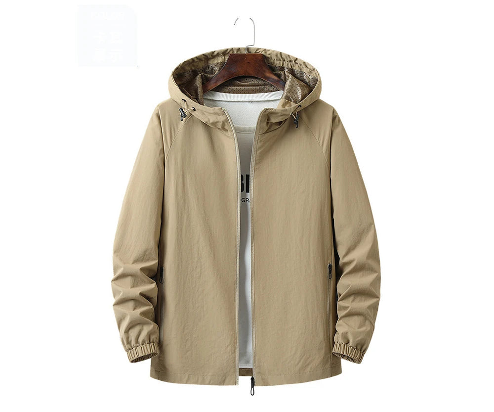Autumn Men's Hiking Waterproof Jackets Men Outdoor Quick Dry Sports Climbing Hooded Coats Men Breathable Windbreaker Jackets 5XL