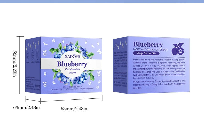 SADOER Blueberry Hyaluronic Acid Skin Brightening Cream Skincare Moisturizing Nourishing Facial Creams  Beauty Skin Care Product