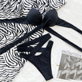 Black High Waisted Bikini Push Up Women String Halter Swimwear Cross Bandage Swimsuit Bathing Suit Brazilian Bikinis Sets 2025