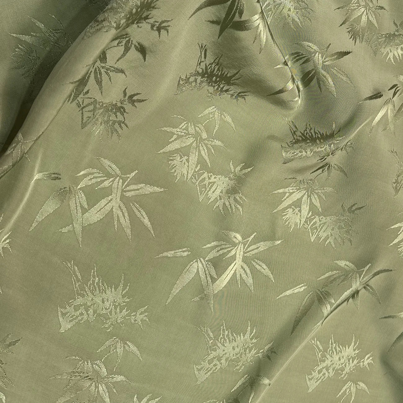 Bamboo Leaf Pattern Green Jacquard Fabric Rayon By Meter for Cheongsam Hanfu Sewing Fashion Chinese Style Cloth Plain Breathable