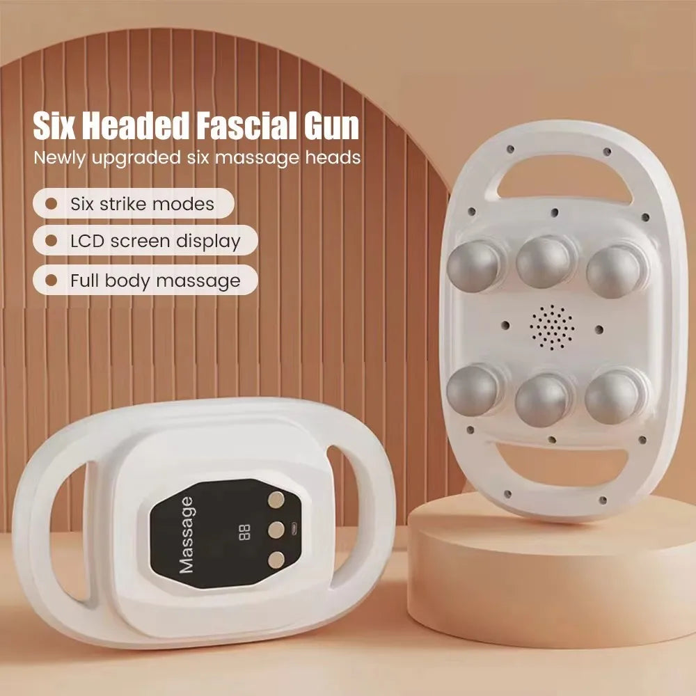 Fascia Gun Muscle Massager Gun High Frequency Back Waist Massage Machine Six-head Body Shoulder Professional Fascia Massage Gun