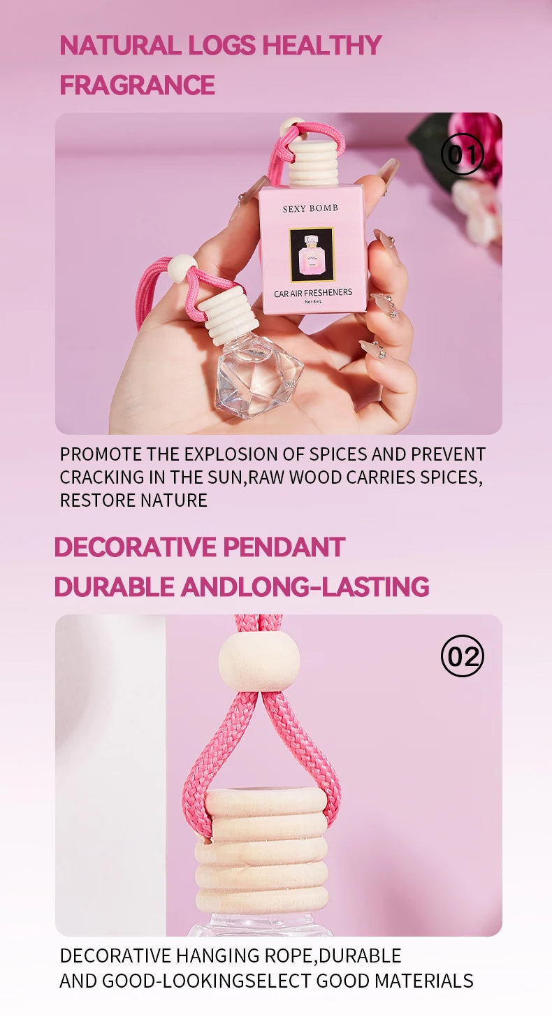 معطر سيارة وردي فاخر معلق لتعطير السيارة وتنقية الهواء | Pink Car Fragrance Pendant Interior Accessories Fresh Air Perfume