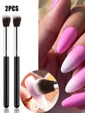 2Pcs Ombre Nail Art Brush Set Eye Shadow Foundation Blush Makeup Brushes Round Handle Artificial Fiber Cosmetic Manicure Tools