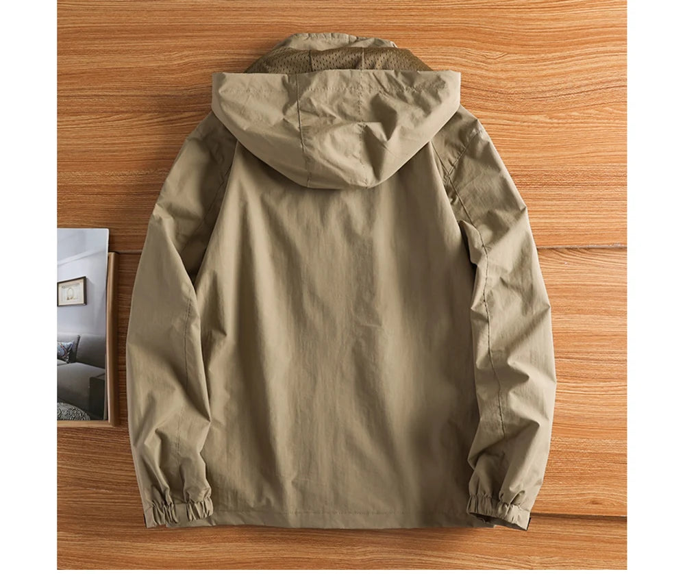 Autumn Men's Hiking Waterproof Jackets Men Outdoor Quick Dry Sports Climbing Hooded Coats Men Breathable Windbreaker Jackets 5XL