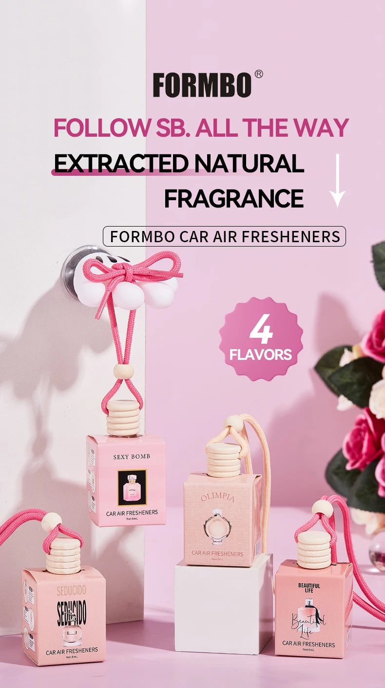 معطر سيارة وردي فاخر معلق لتعطير السيارة وتنقية الهواء | Pink Car Fragrance Pendant Interior Accessories Fresh Air Perfume