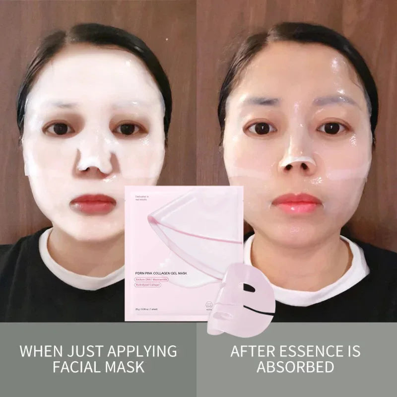 1/3/5pcs PDRN Pink Collagen Gel Mask Firms & Lifts Facial Skin Deeply Hydrates Evens Skin Tone Niacinamide Makes Skin Glow Mask