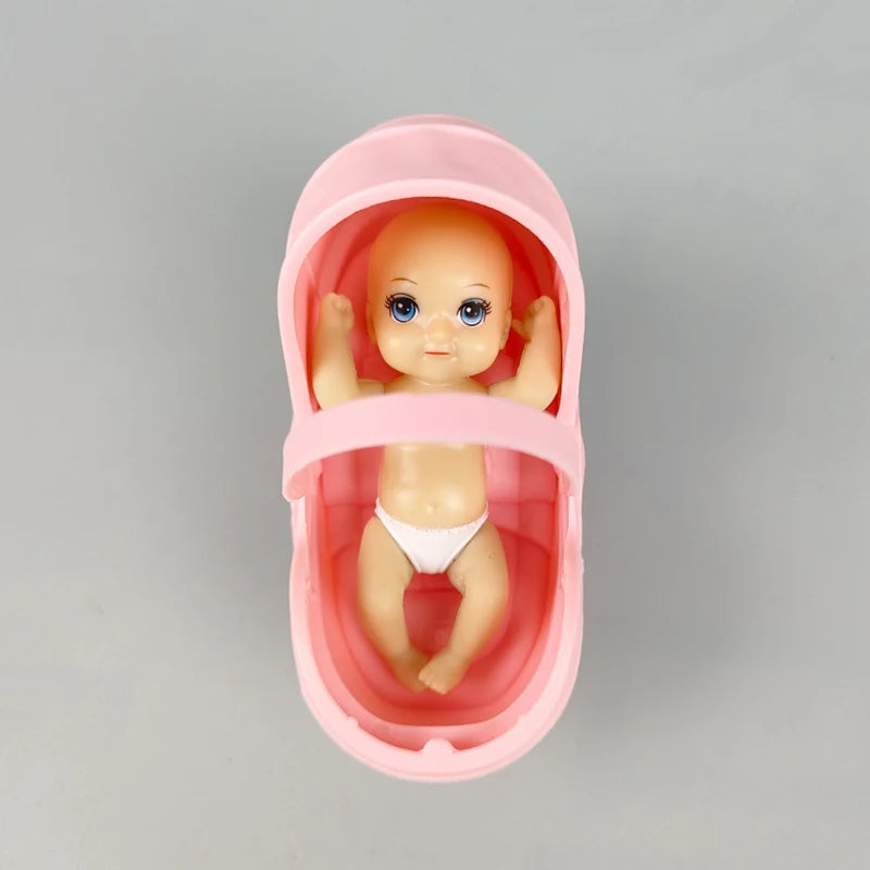1/12 Miniature Dollhouse Accessories  Educational Toy DIY Assemble Playhouse Nursery Furniture Stroller Plastic Trolley