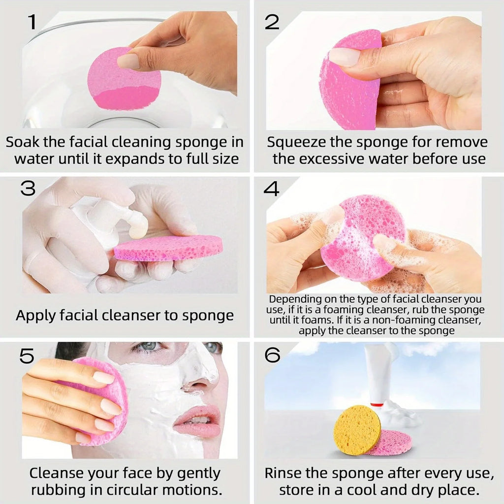 إسفنجة تنظيف الوجه المضغوطة للتقشير وإزالة المكياج | Compressed Facial Sponges Exfoliating Makeup Removal