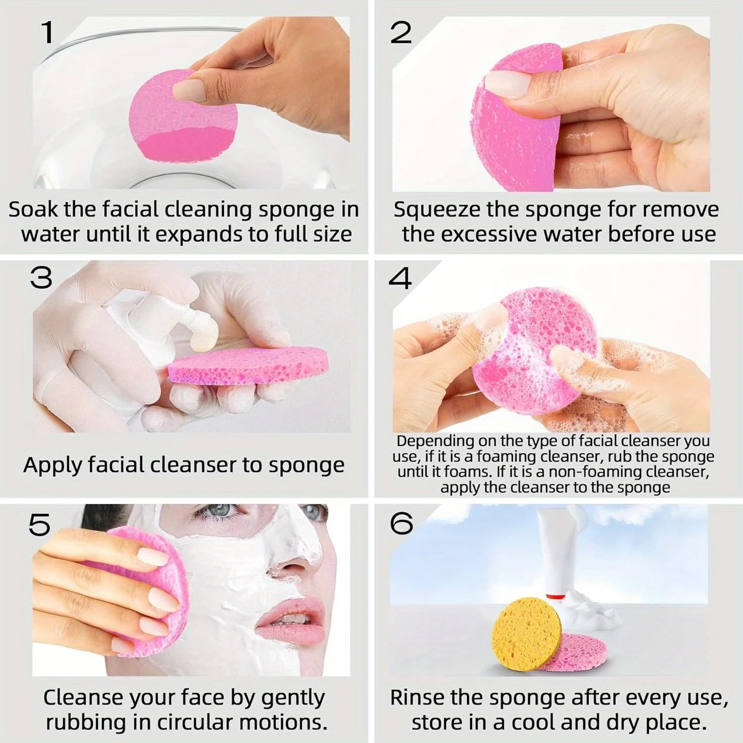 إسفنجة تنظيف الوجه المضغوطة للتقشير وإزالة المكياج | Compressed Facial Sponges Exfoliating Makeup Removal