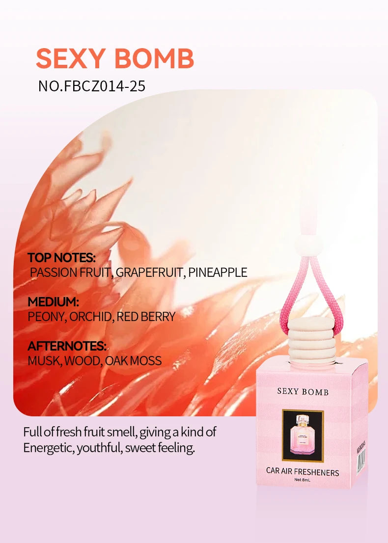 معطر سيارة وردي فاخر معلق لتعطير السيارة وتنقية الهواء | Pink Car Fragrance Pendant Interior Accessories Fresh Air Perfume