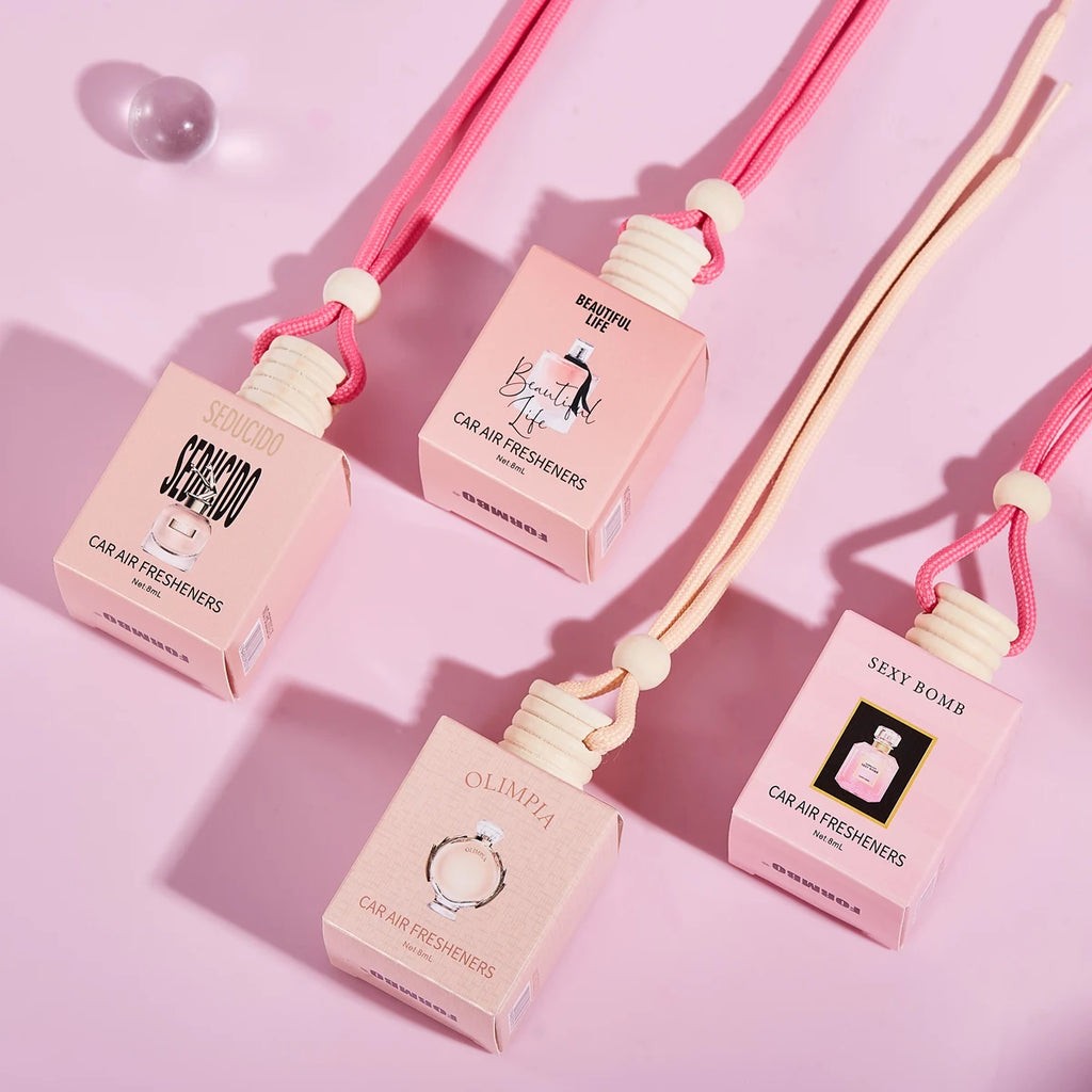 معطر سيارة وردي فاخر معلق لتعطير السيارة وتنقية الهواء | Pink Car Fragrance Pendant Interior Accessories Fresh Air Perfume
