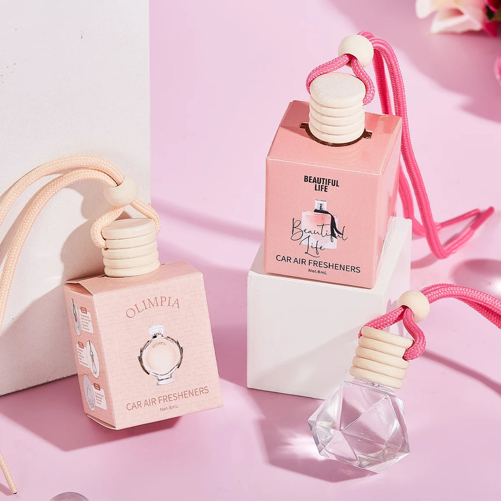 معطر سيارة وردي فاخر معلق لتعطير السيارة وتنقية الهواء | Pink Car Fragrance Pendant Interior Accessories Fresh Air Perfume