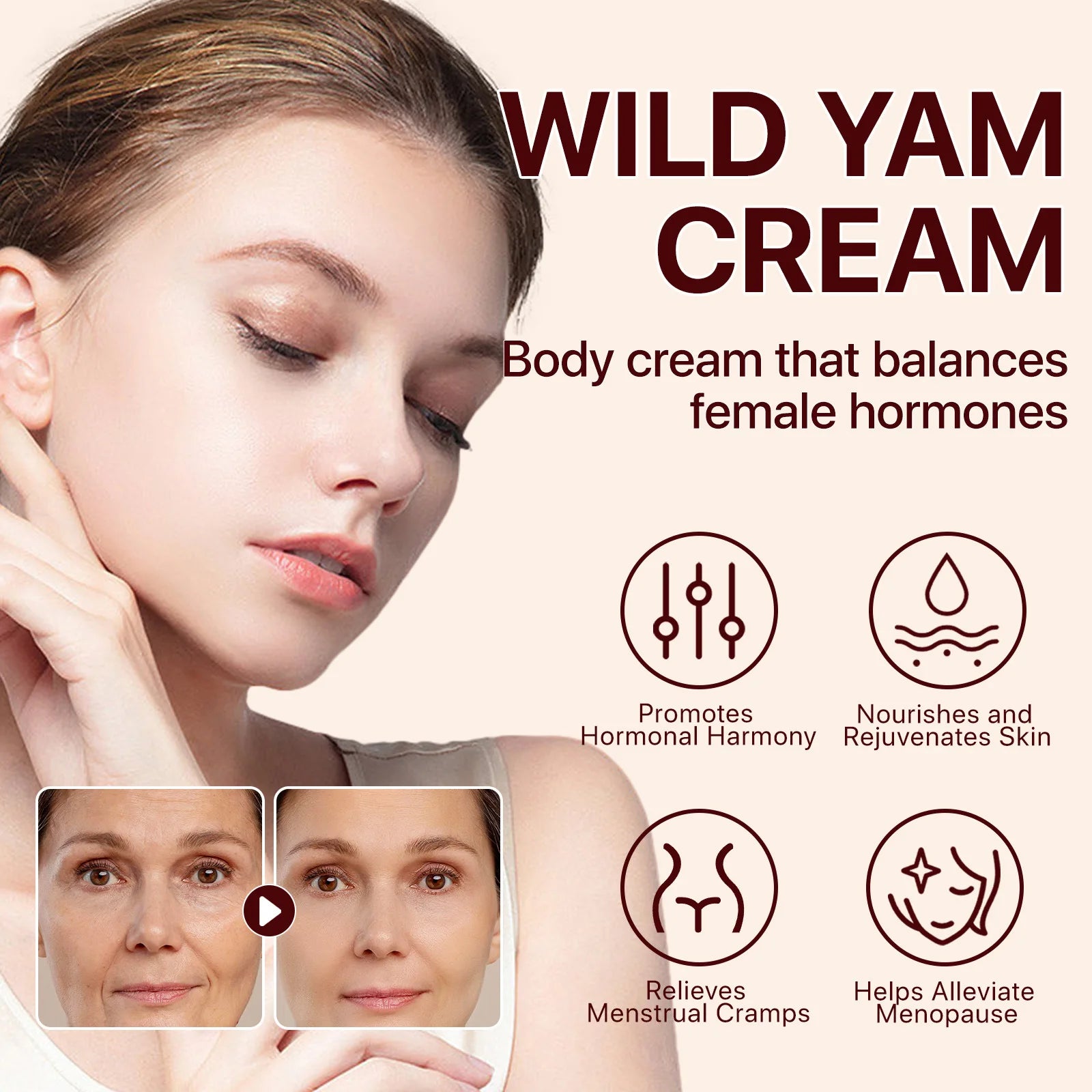 Wild Yam Cream 2024 Formula for Women Moisturizing Hydrating and Removing Wrinkles Women's Health Balm for All Skin Types
