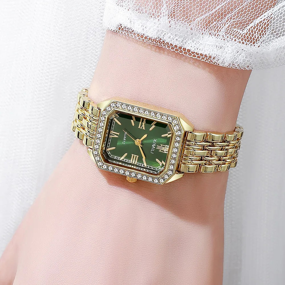 Luxury Women Watches Fashion Square Watch Rhinestone Casual Quartz Watch Ladies Clock Watch Relogio Feminino Wristwatch Women