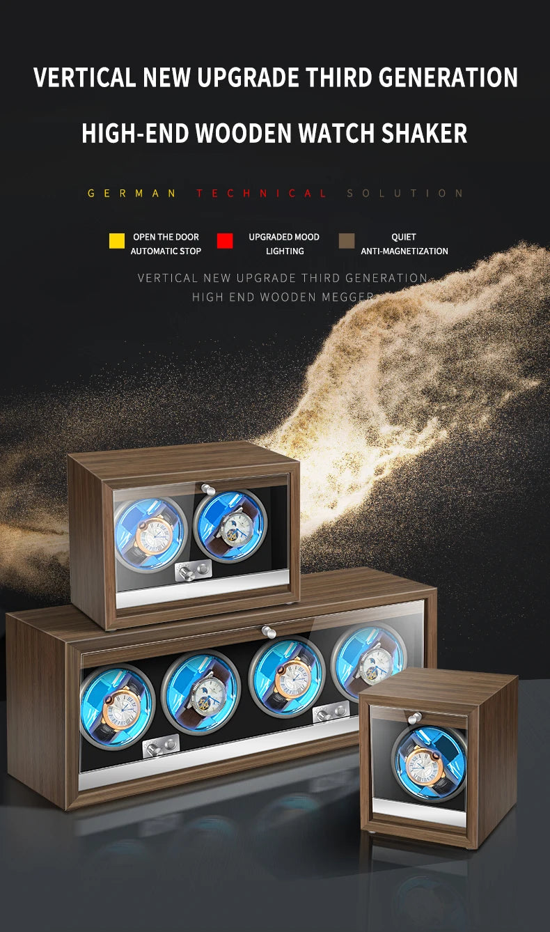 Luxury Wood Automatic Watch Winder Watches Box1 2 3 4 Slots With Japanese Marlboro Movement Watch Cabinet Clock Storage Box