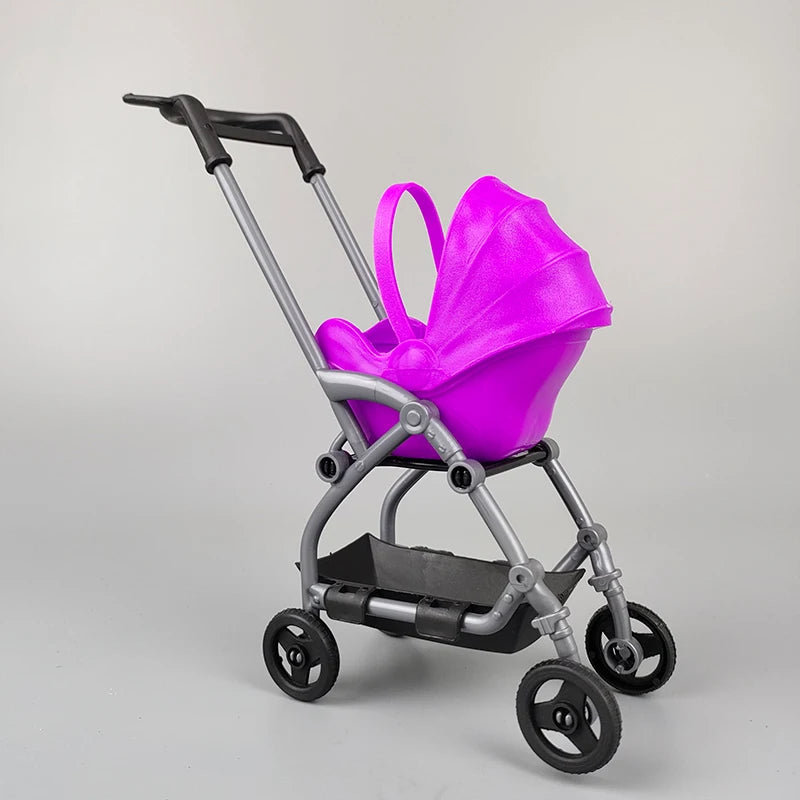 1/12 Miniature Dollhouse Accessories  Educational Toy DIY Assemble Playhouse Nursery Furniture Stroller Plastic Trolley