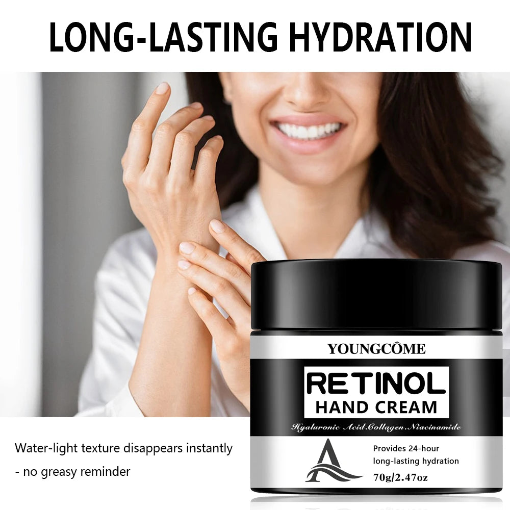كريم يدين بالريتينول وحمض الهيالورونيك والكولاجين | YOUNGCOME Retinol Hand Cream Hyaluronic Acid Collagen 24H Hydrating
