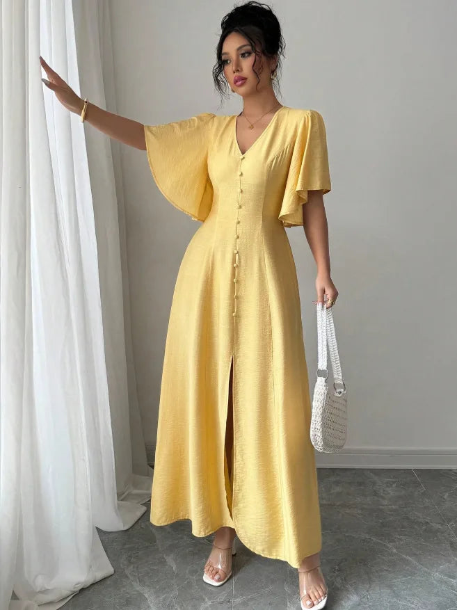 2026 Early Spring New French Casual Elegant Dress With Button Design, Slim-fit Party Dress, Tea Break Dress For Women Party Sexy