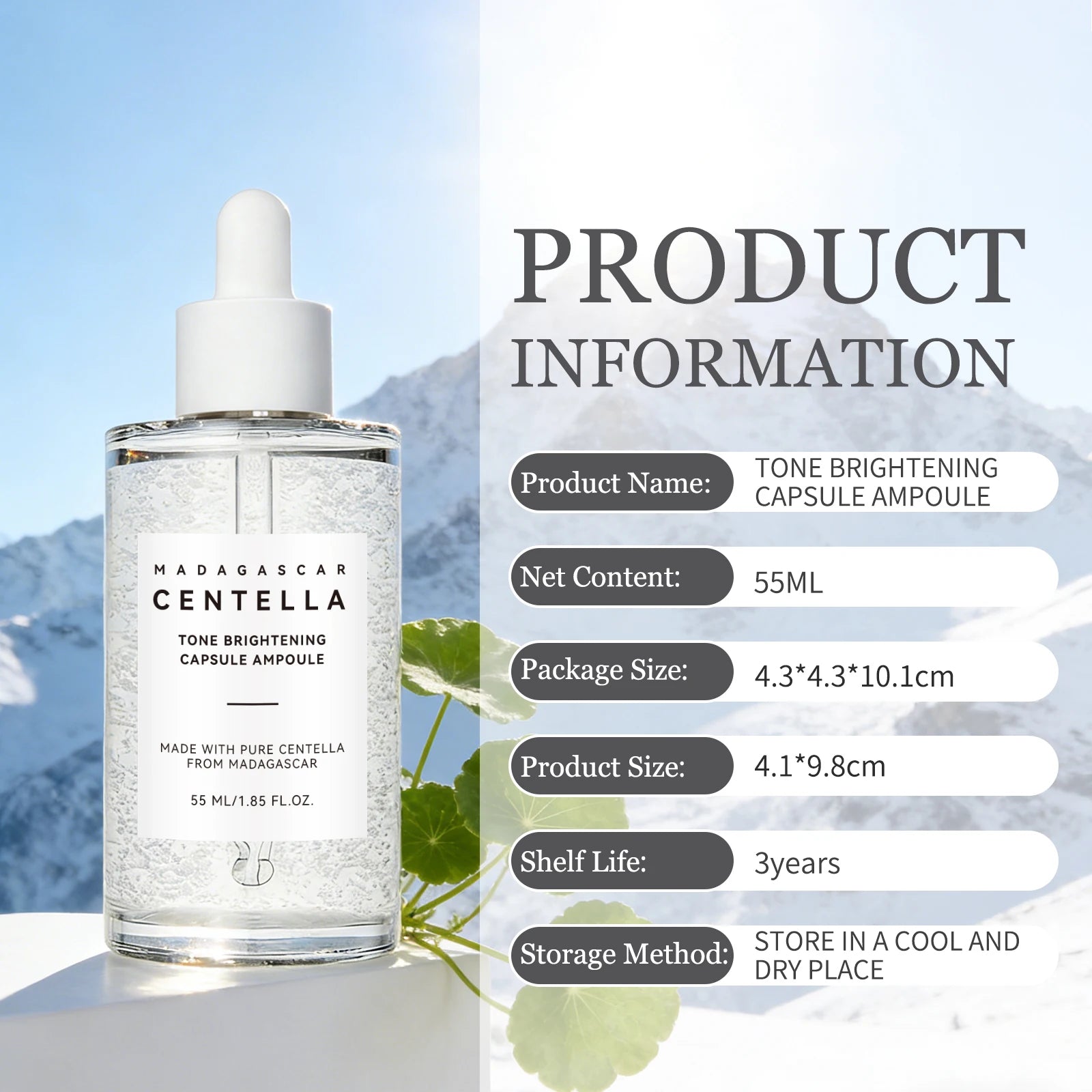 Madagascar Snowgrass Nicotinamide Essence 55ml - Soothes Uneven Tone & Supports Radiance for a Clear, Glowing Complexion.