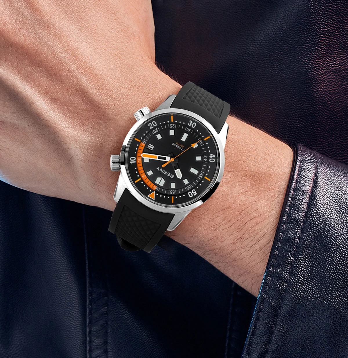 BERNY Automatic Diving Watches for Men 20ATM Super Luminous Mechanical Men's Diver Watch Sapphire Full Stainless Steel Dive