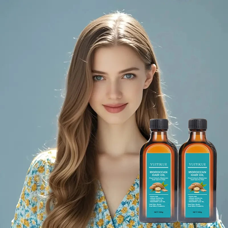 زيت الشعر المغربي بمستخلصات نباتية لإصلاح التجعد والتشابك | Moroccan Hair Oil Plant Extracts Repair Frizz Tangles Hair Care
