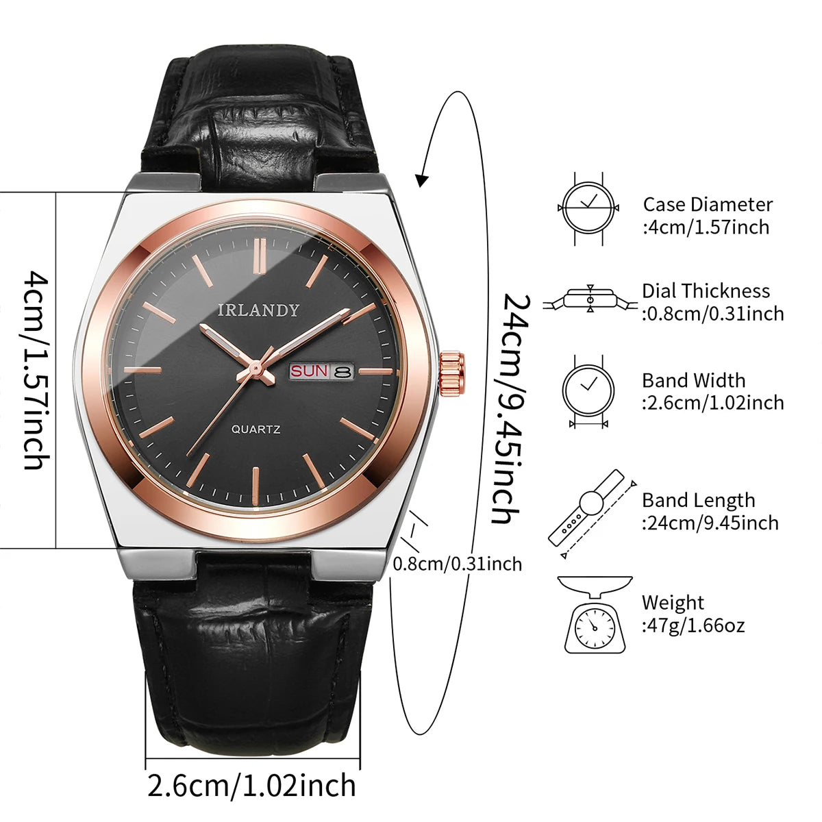 Fashion Men Business Watches Calendar Quartz Watch Casual Leather Strap Wristwatches Reloj Hombre（Without Box）