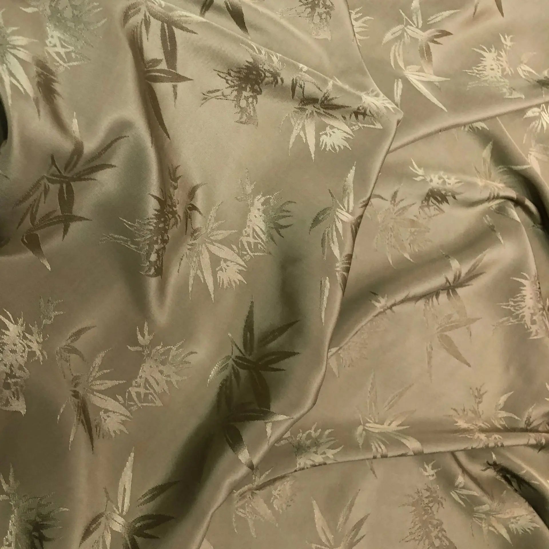 Bamboo Leaf Pattern Green Jacquard Fabric Rayon By Meter for Cheongsam Hanfu Sewing Fashion Chinese Style Cloth Plain Breathable