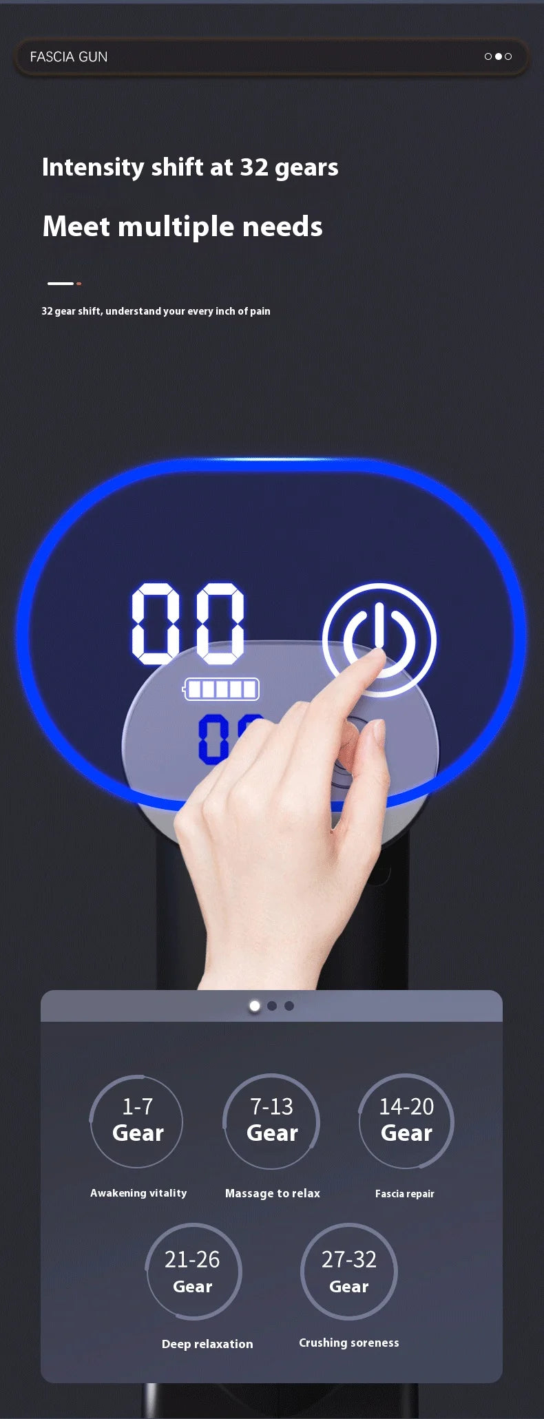 Deep Muscle Massage Gun Folding Fascia Gun Electric Percussion Pistol Massager For Body Neck Back Leg Fitness Tool 32 Levels