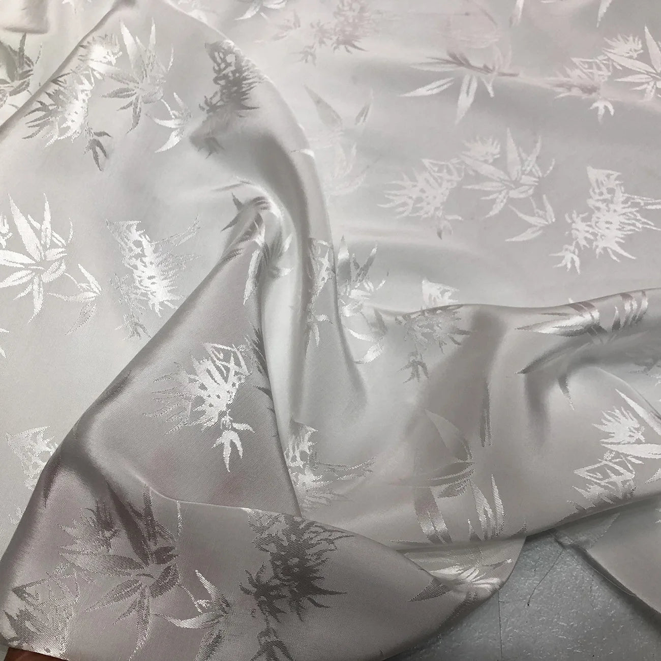 Bamboo Leaf Pattern Green Jacquard Fabric Rayon By Meter for Cheongsam Hanfu Sewing Fashion Chinese Style Cloth Plain Breathable