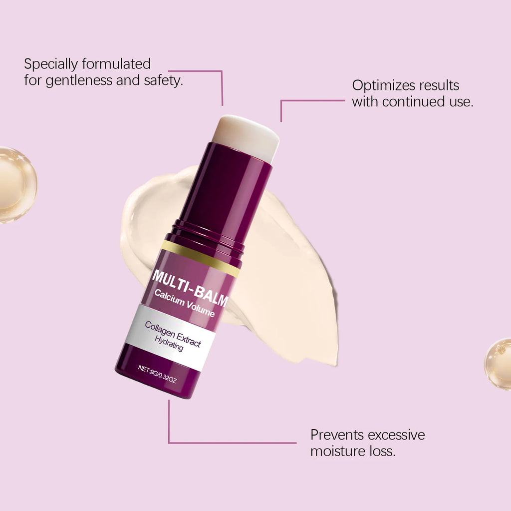 بالم كالسيوم وكولاجين متعدد الاستخدام للوجه والرقبة | Calcium Collagen Multi Balm Stick Hydrating Glow Face Neck Portable
