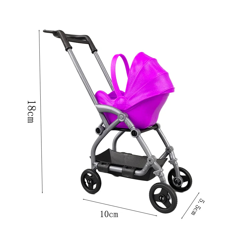 1/12 Miniature Dollhouse Accessories  Educational Toy DIY Assemble Playhouse Nursery Furniture Stroller Plastic Trolley