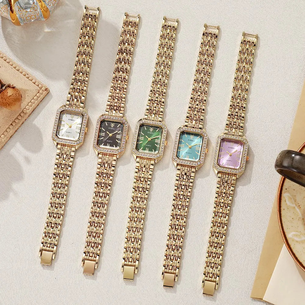 Luxury Women Watches Fashion Square Watch Rhinestone Casual Quartz Watch Ladies Clock Watch Relogio Feminino Wristwatch Women