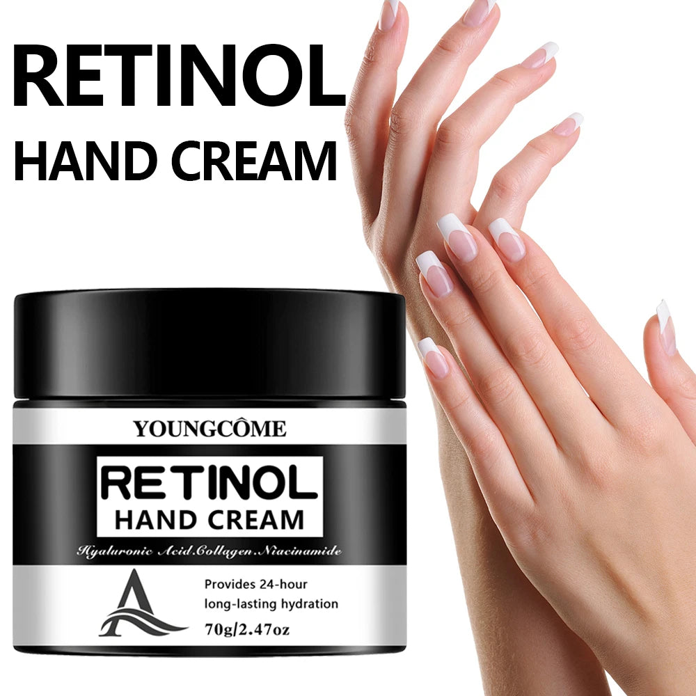 كريم يدين بالريتينول وحمض الهيالورونيك والكولاجين | YOUNGCOME Retinol Hand Cream Hyaluronic Acid Collagen 24H Hydrating