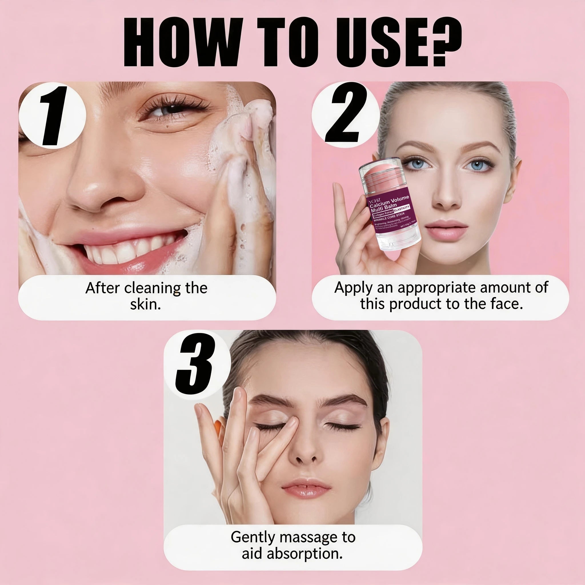 Collagen Facial Care Stick: a Multi-Functional Product That Combines Lip Balm, Eye Cream, Neck Cream, Primer, and Facial Moisturizer, Offering Hydrating and Firming Benefits, Suitable for All Skin Types