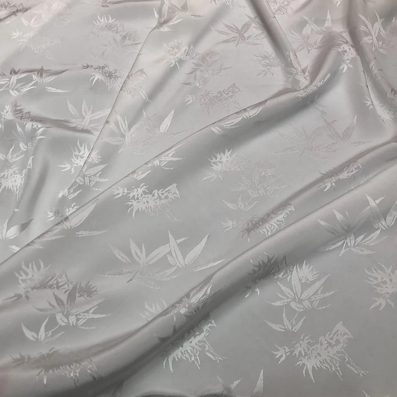 Bamboo Leaf Pattern Green Jacquard Fabric Rayon By Meter for Cheongsam Hanfu Sewing Fashion Chinese Style Cloth Plain Breathable