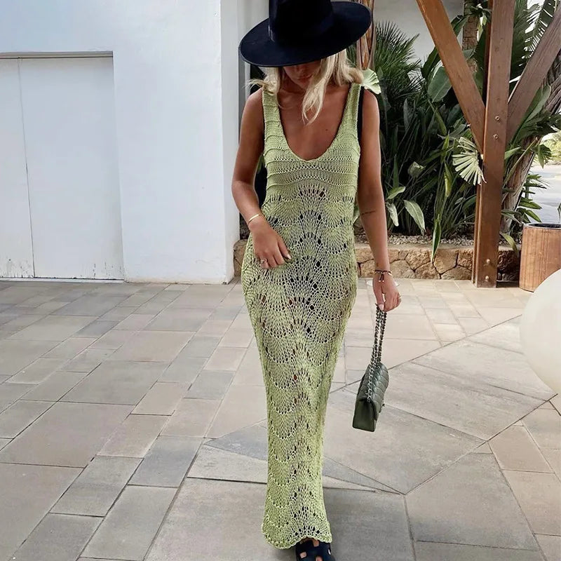 Sexy Cover Up Bikini Women Swimsuit Cover-up Beach Bathing Suit Beach Wear Knitting Swimwear Mesh Beach Dress Tunic Robe