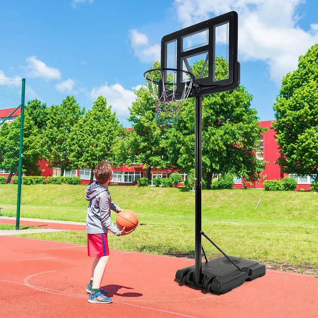 Basketball Hoop with Wheels Height Adjustable 305cm Fit Base Filled with Water and Sand For Kids and Adults Outdoor Indoor Use