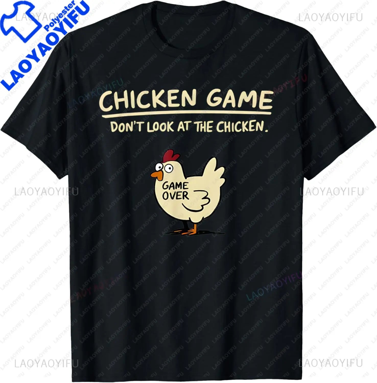 Chicken Game Don't Look At The Chicken Funny Chicken T-Shirt Custom Printed Graphic T Shirt Mens Clothing Ropa Hombre